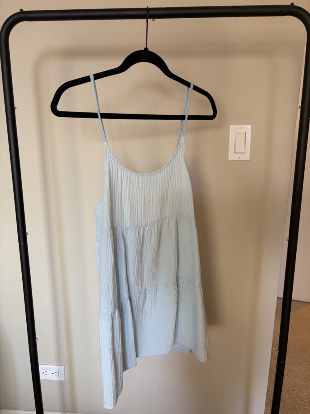 Light Blue Tiered Gauze Slip Dress